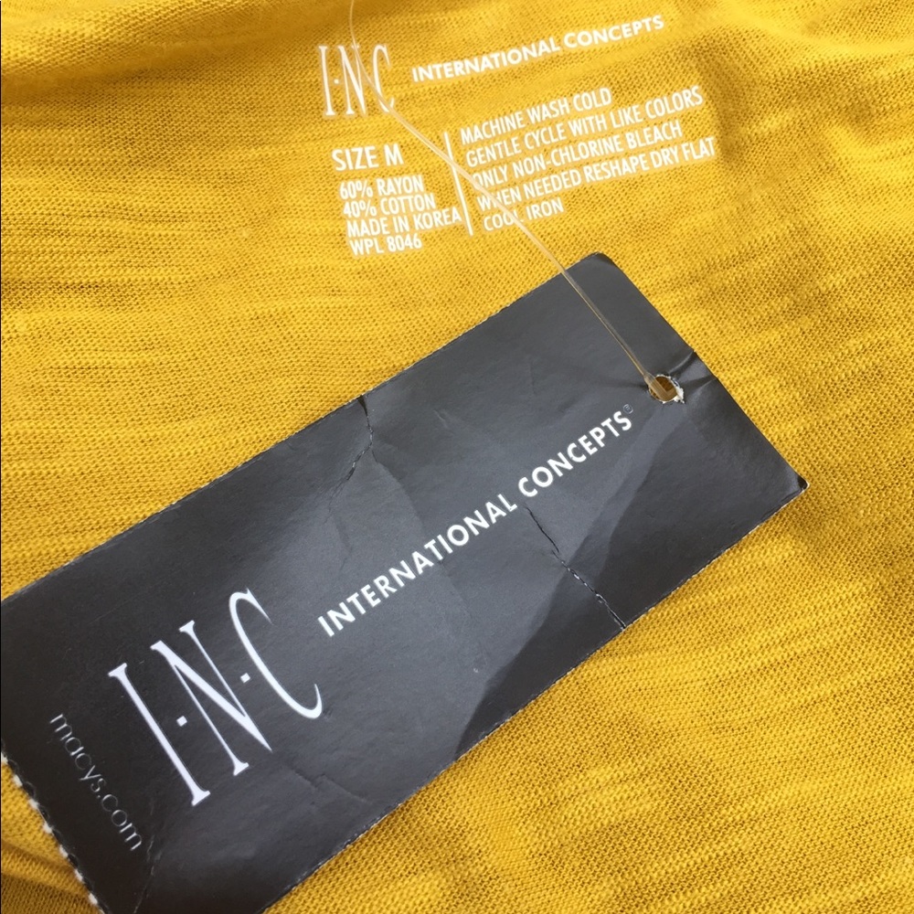 I N C international concepts mustard yellow T top - Picture 3 of 13